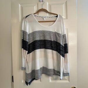 Market & Spruce Striped Gray and Black Sweater